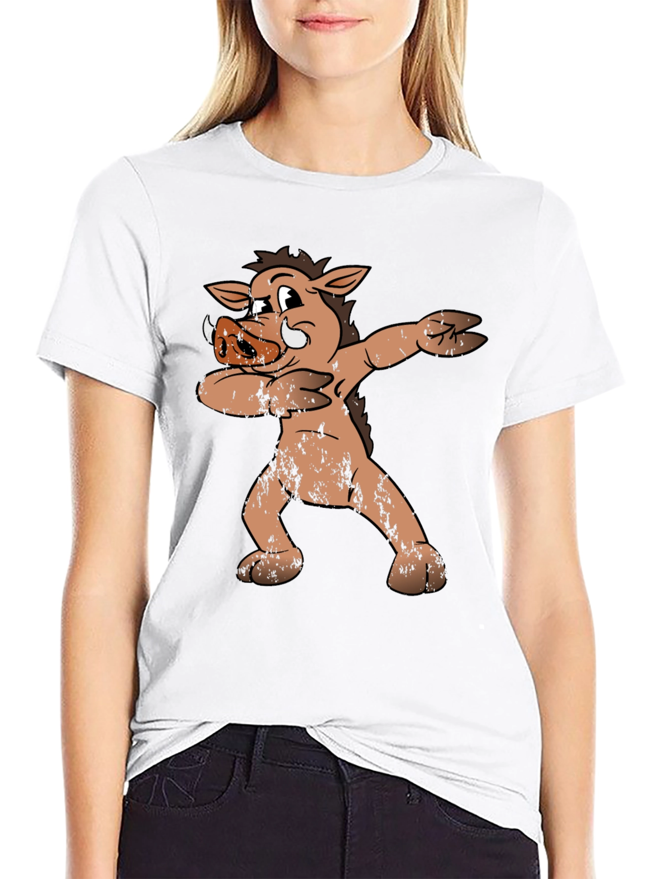 Dabbing Boar Graphic Tee - Funny Cartoon Pig T-Shirt