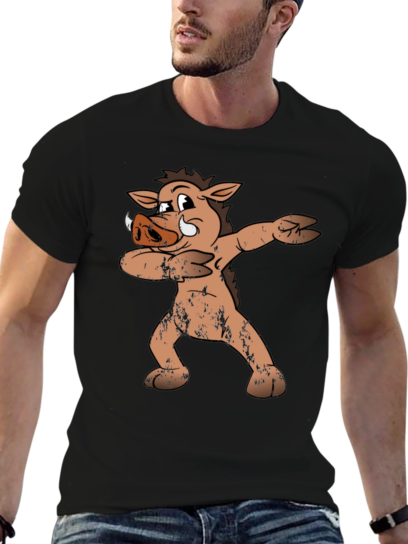 Dabbing Boar Graphic Tee - Funny Cartoon Pig T-Shirt