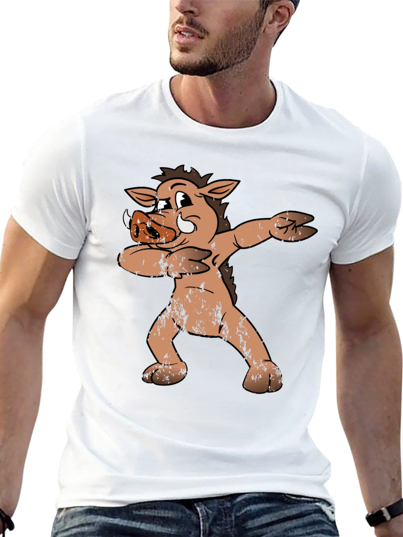 Dabbing Boar Graphic Tee - Funny Cartoon Pig T-Shirt