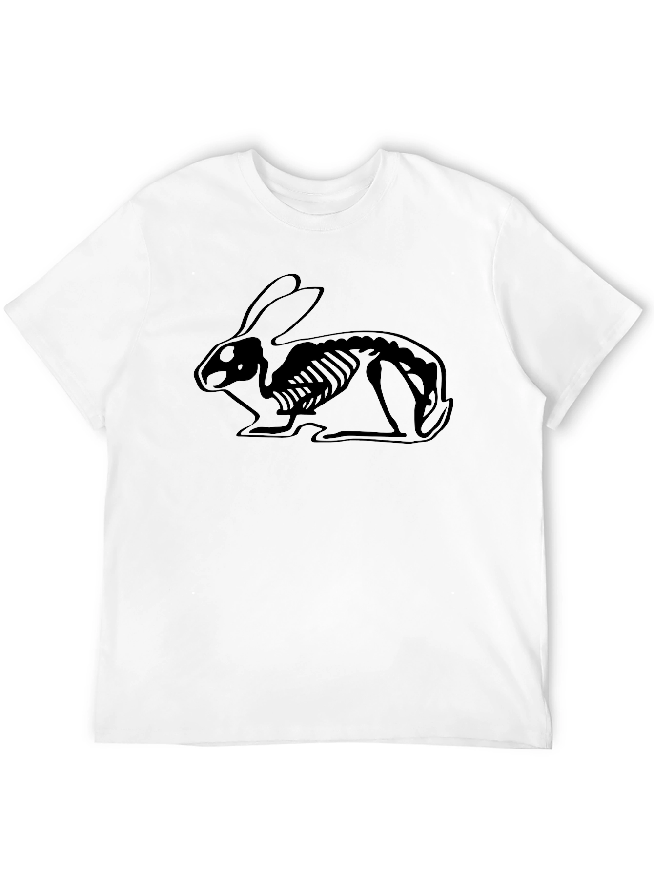 Rabbit Skeleton Graphic Black Tee - Unique Design