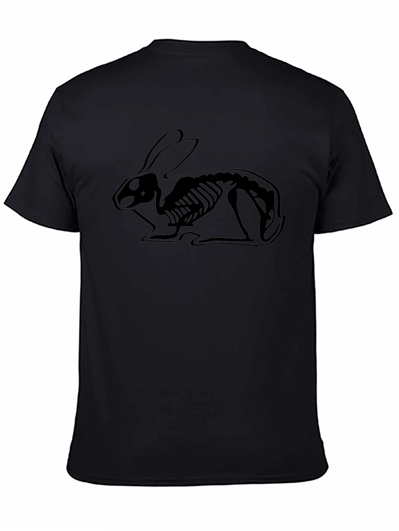 Rabbit Skeleton Graphic Black Tee - Unique Design