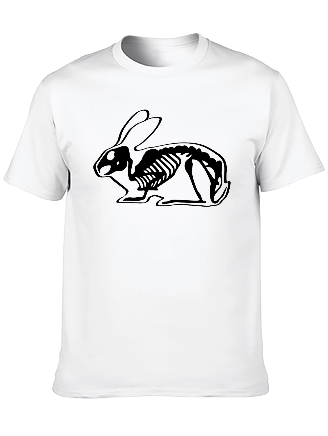 Rabbit Skeleton Graphic Black Tee - Unique Design