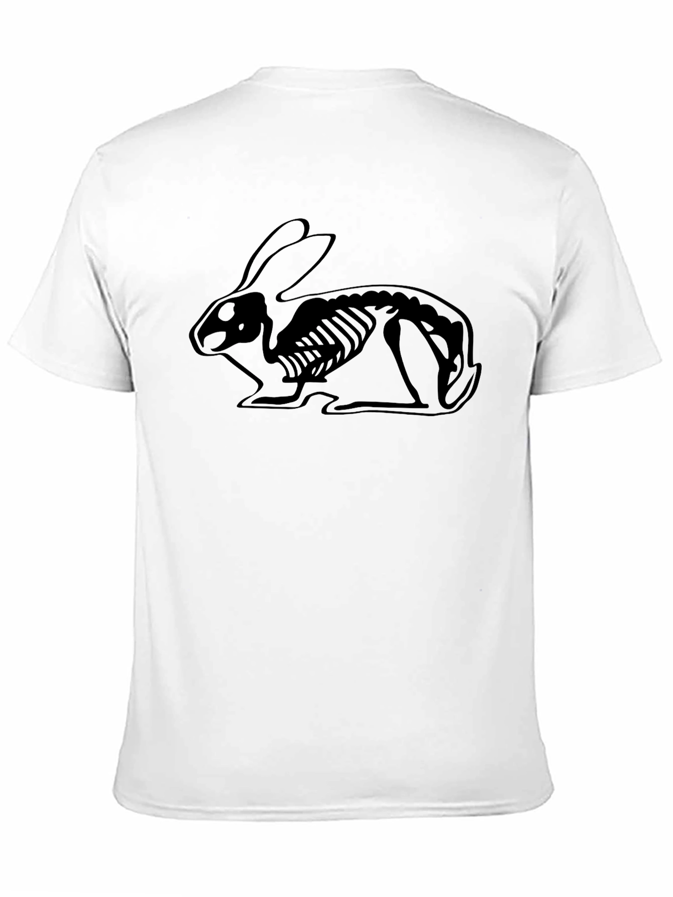 Rabbit Skeleton Graphic Black Tee - Unique Design