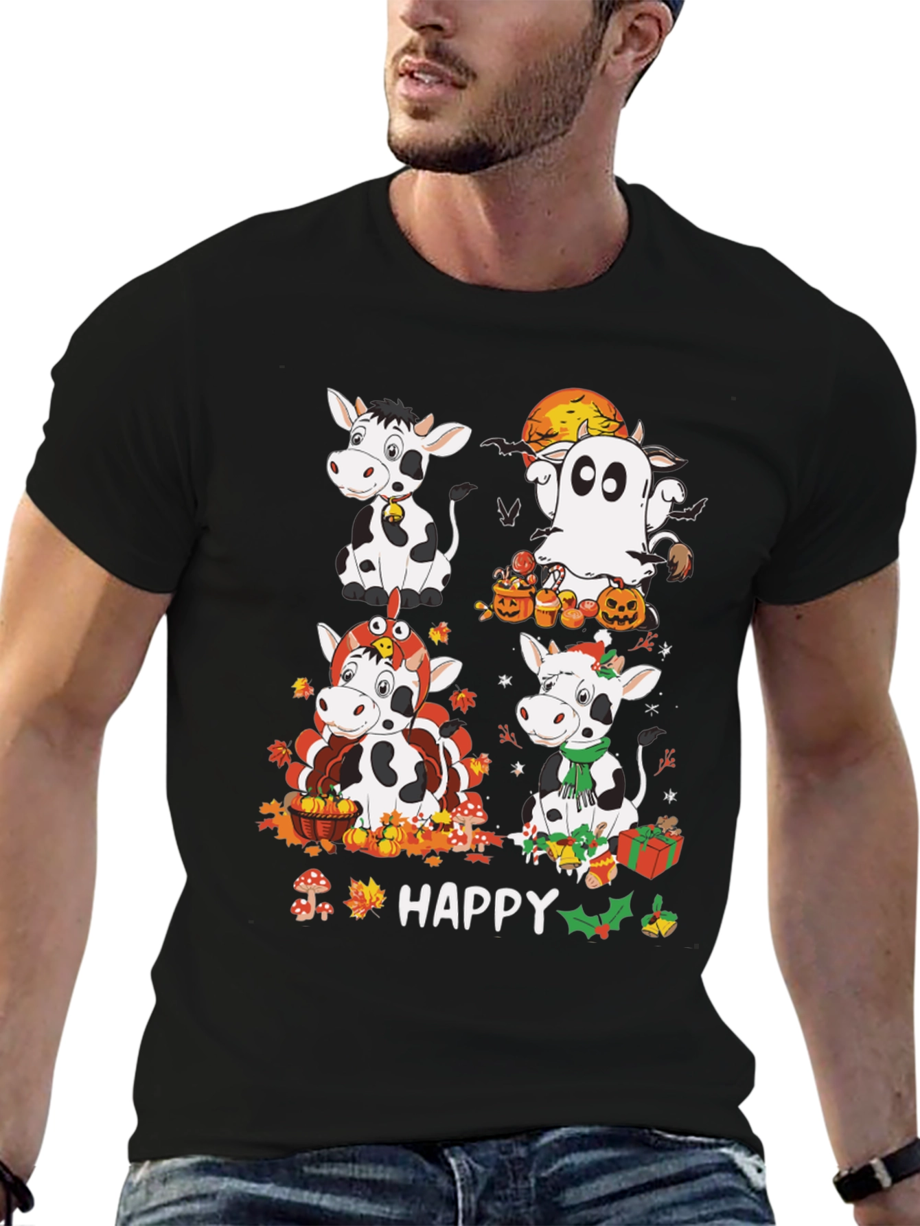 Happy Cows Seasonal Holiday T-Shirt