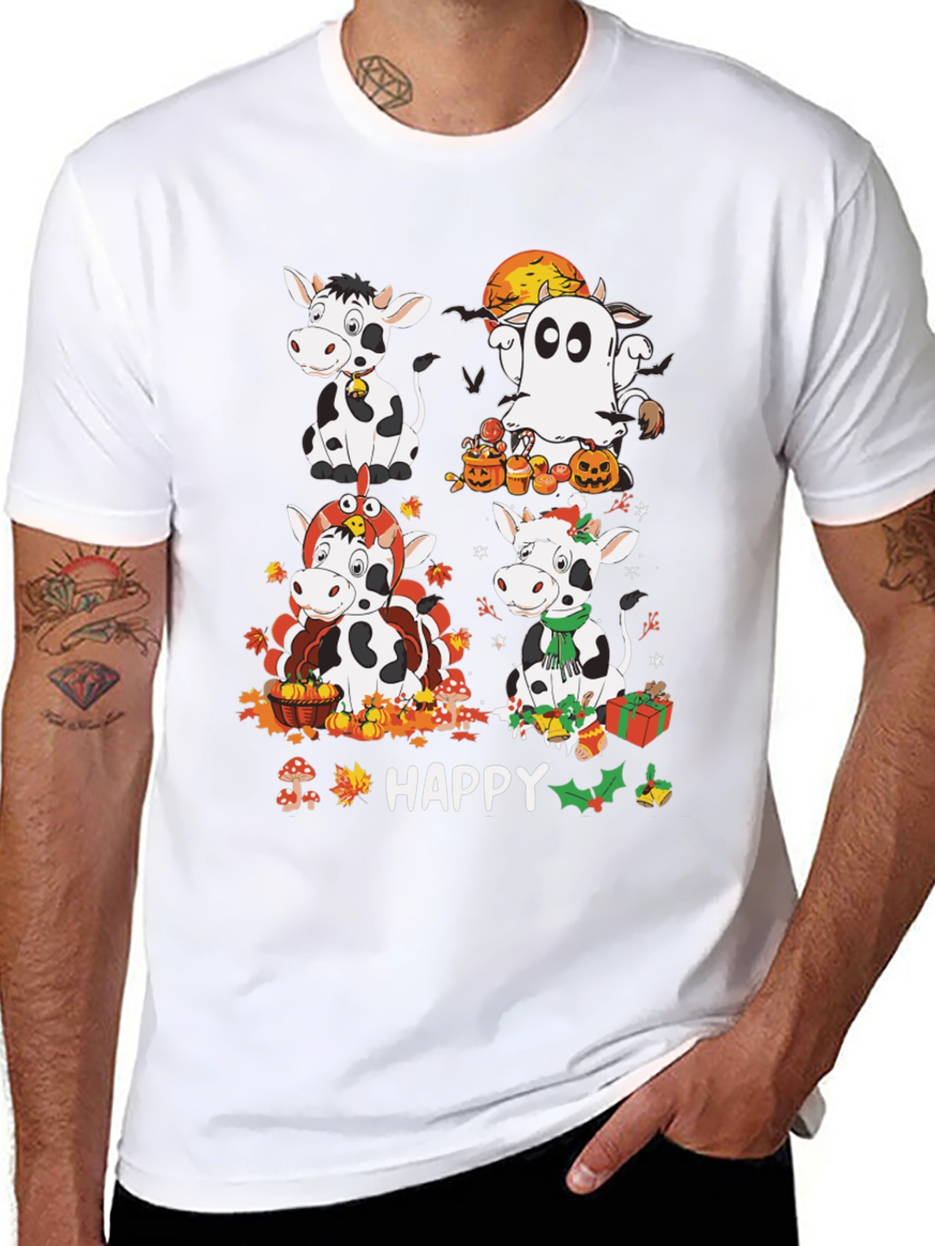 Happy Cows Seasonal Holiday T-Shirt