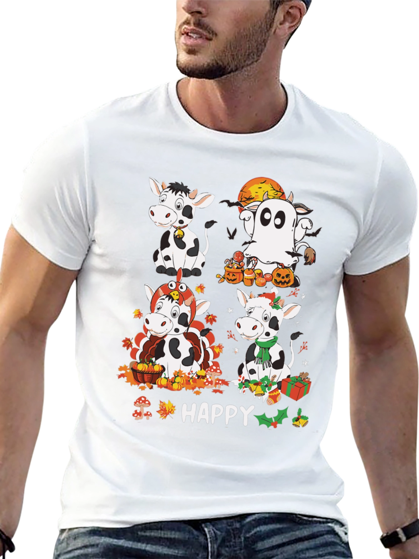 Happy Cows Seasonal Holiday T-Shirt