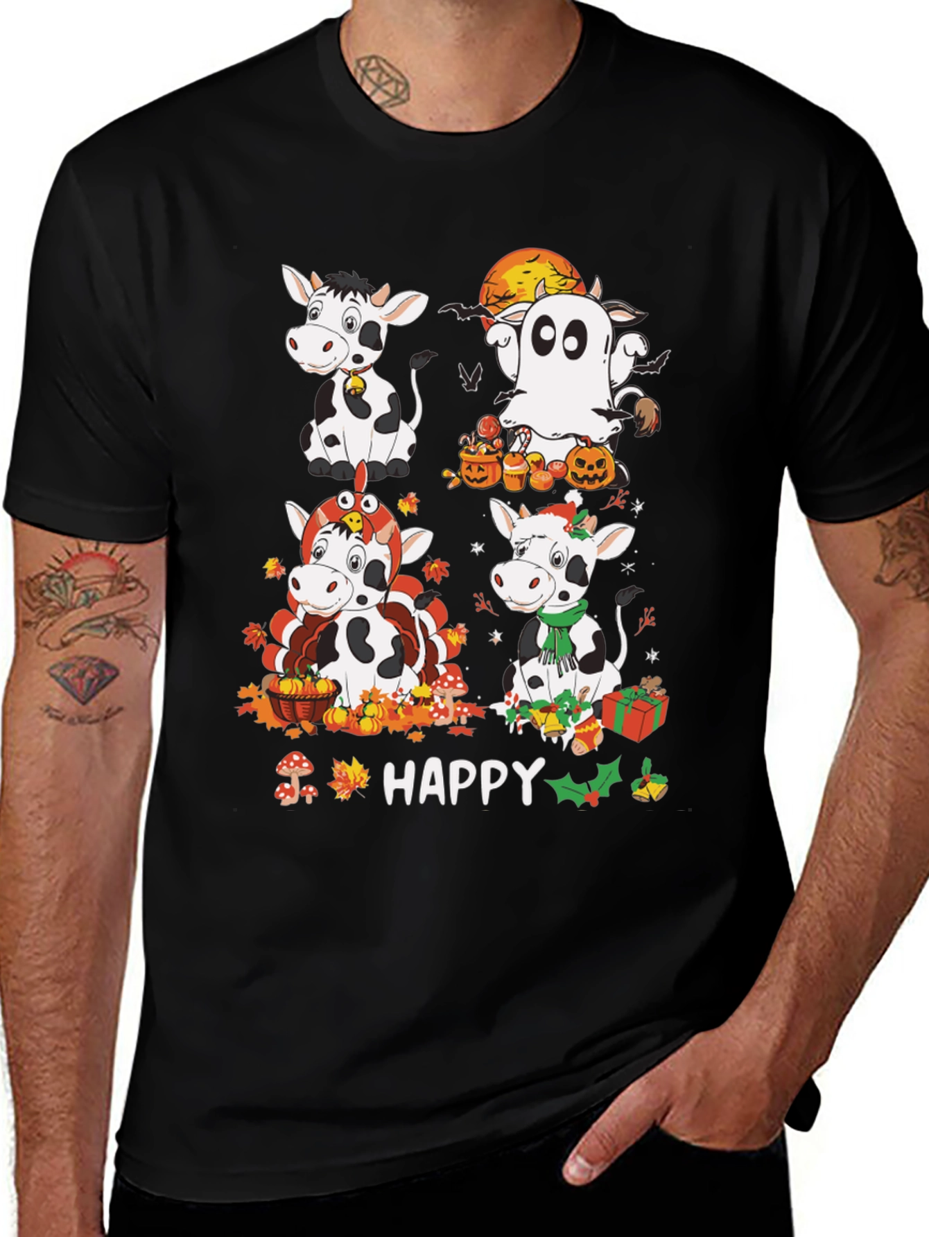 Happy Cows Seasonal Holiday T-Shirt