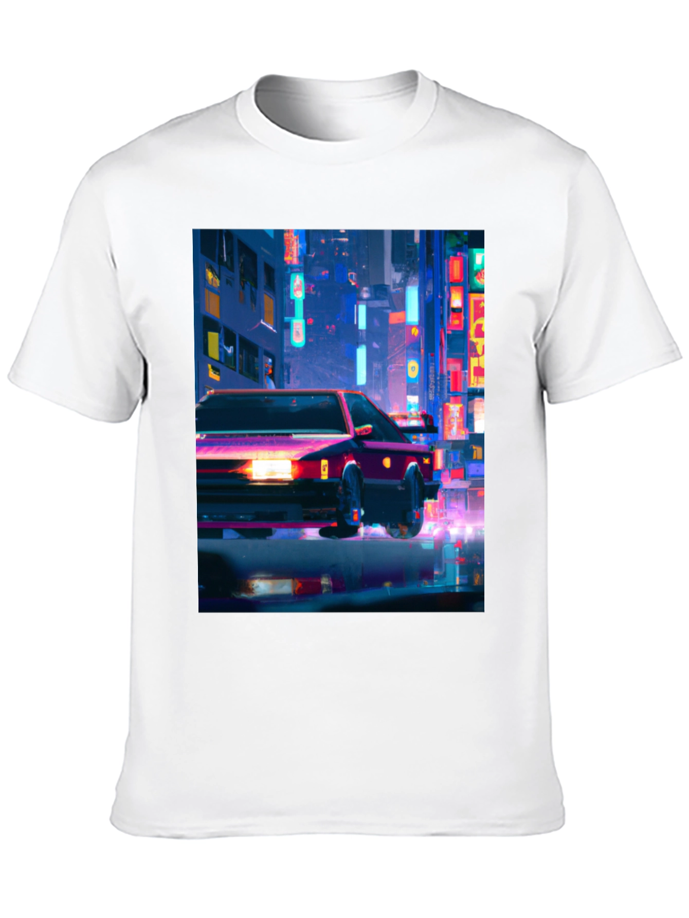 Neon City Car T-Shirt - Stylish Graphic Tee