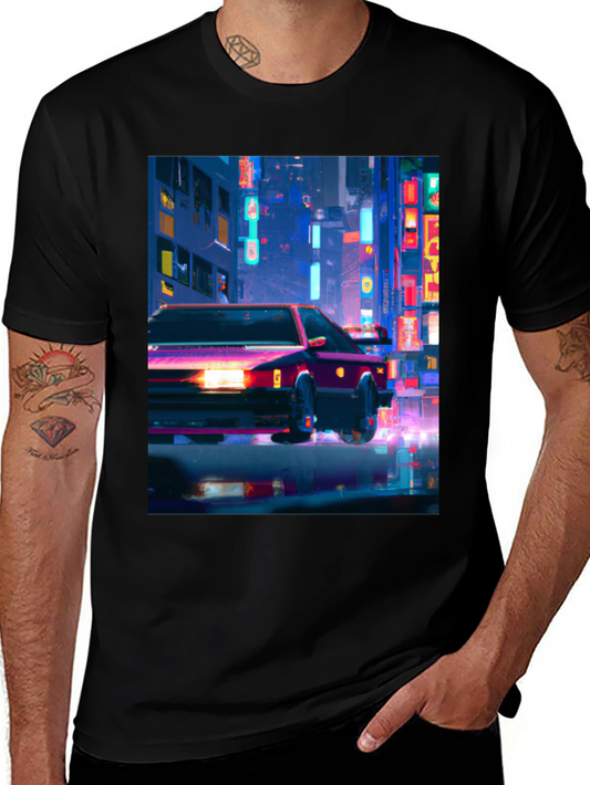 Neon City Car T-Shirt - Stylish Graphic Tee