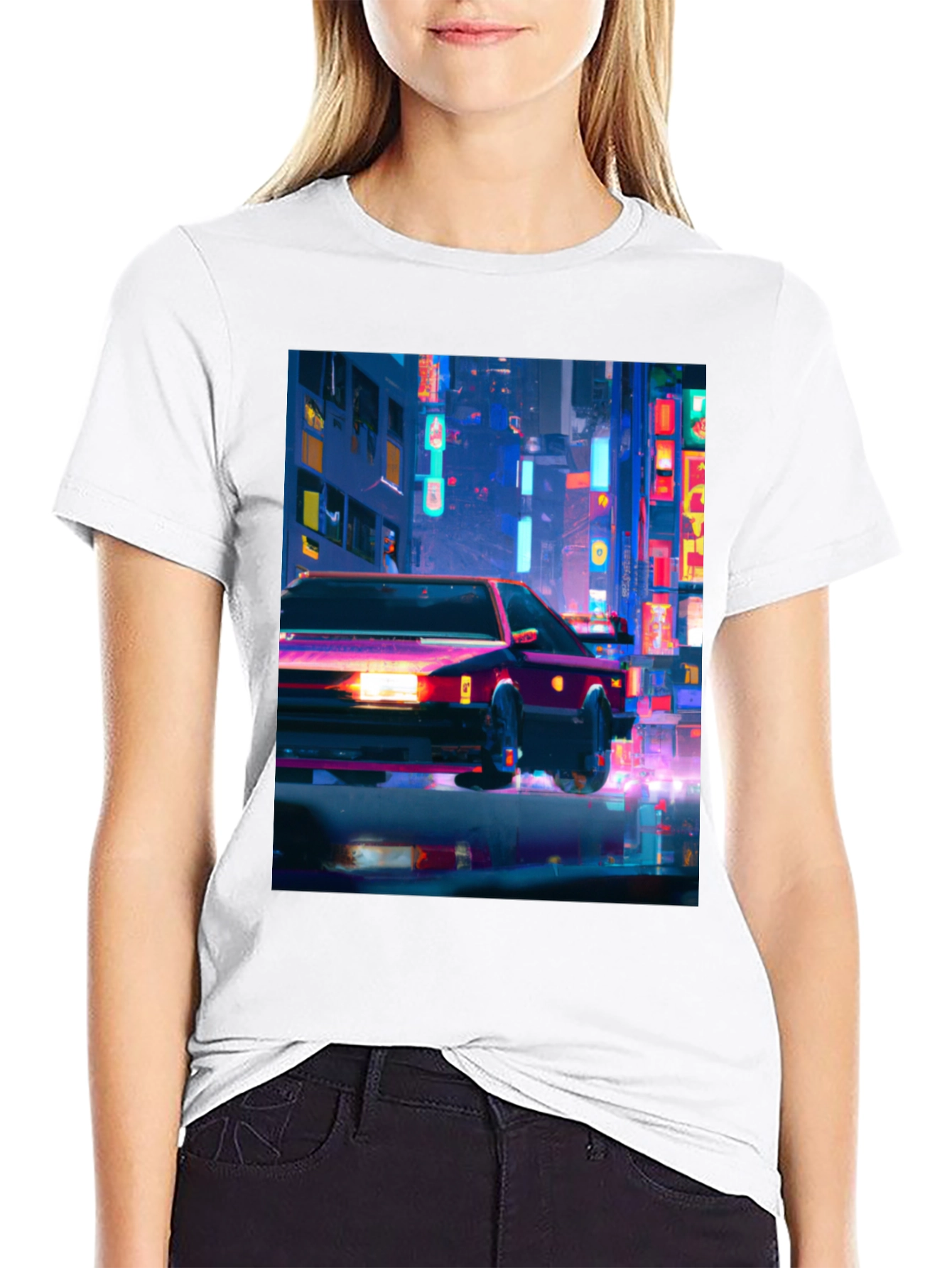 Neon City Car T-Shirt - Stylish Graphic Tee