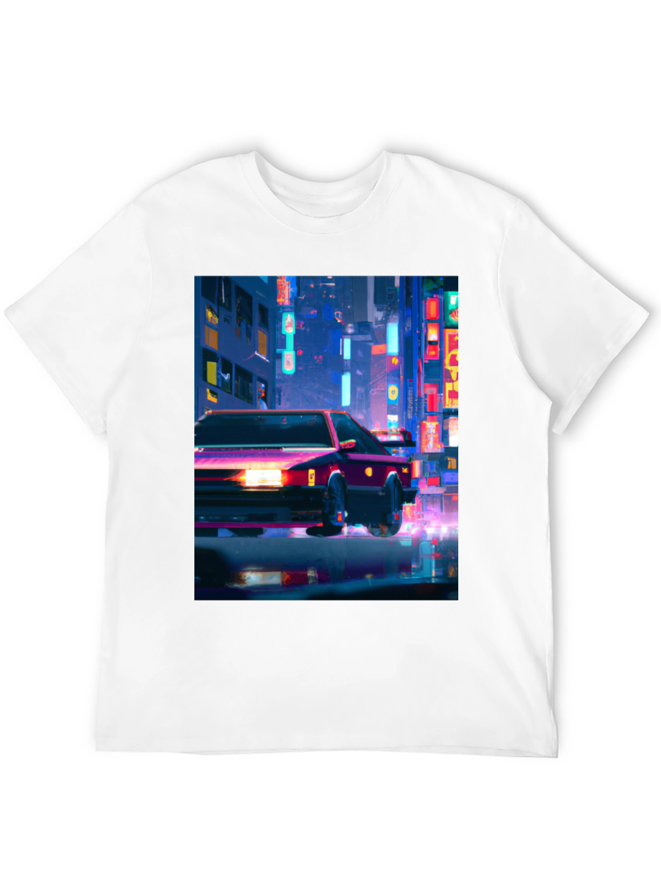 Neon City Car T-Shirt - Stylish Graphic Tee