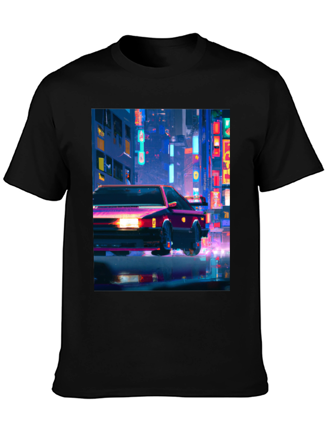Neon City Car T-Shirt - Stylish Graphic Tee