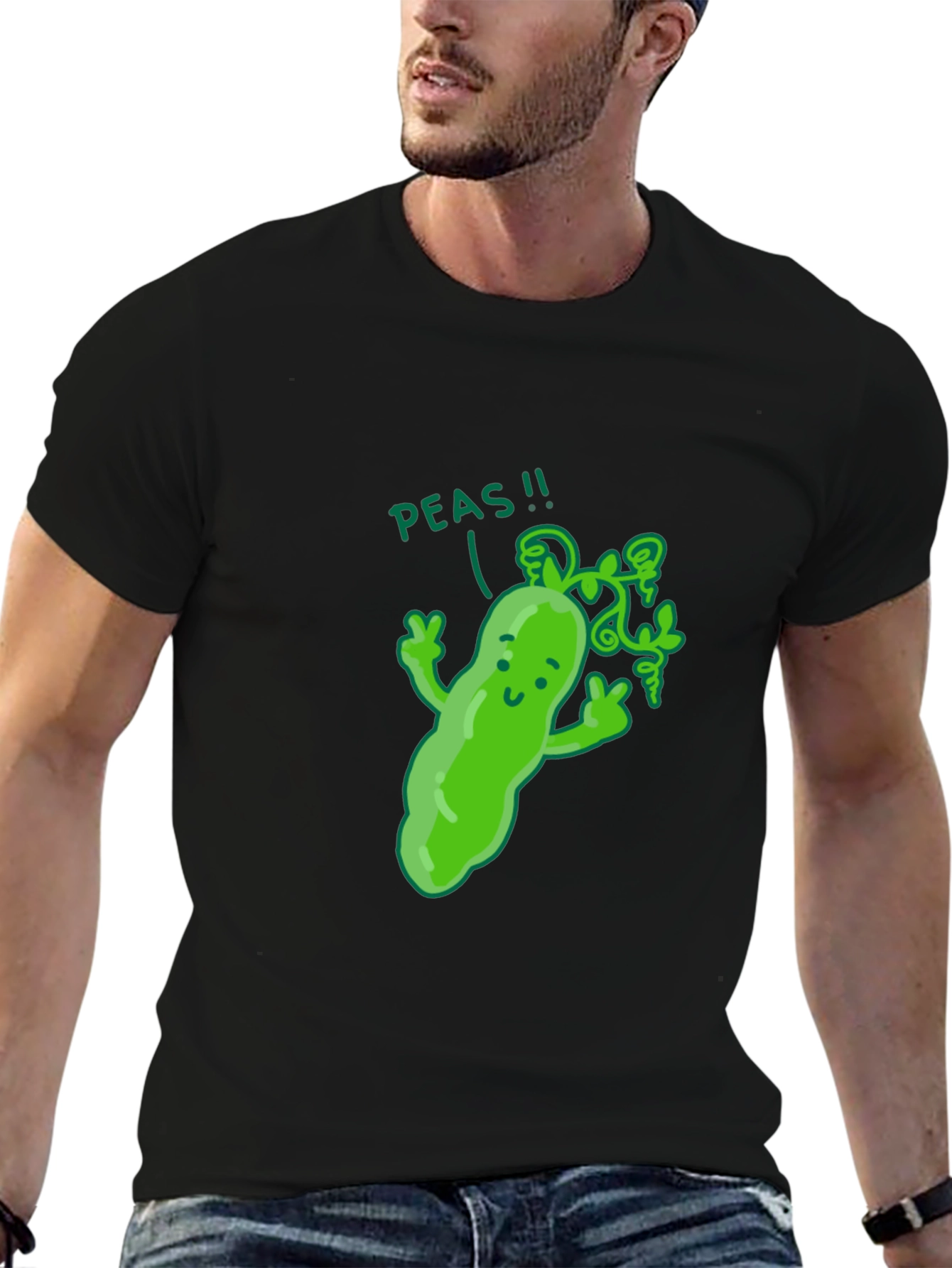 Funny Peas T-Shirt - Black Cotton Graphic Tee