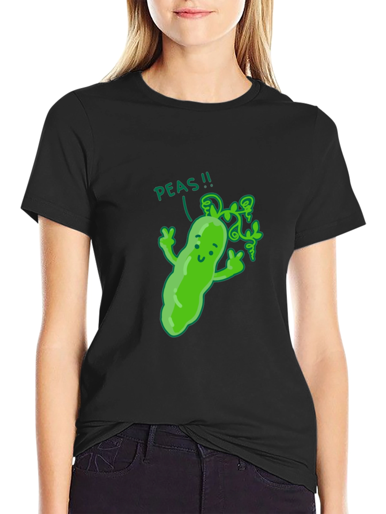 Funny Peas T-Shirt - Black Cotton Graphic Tee