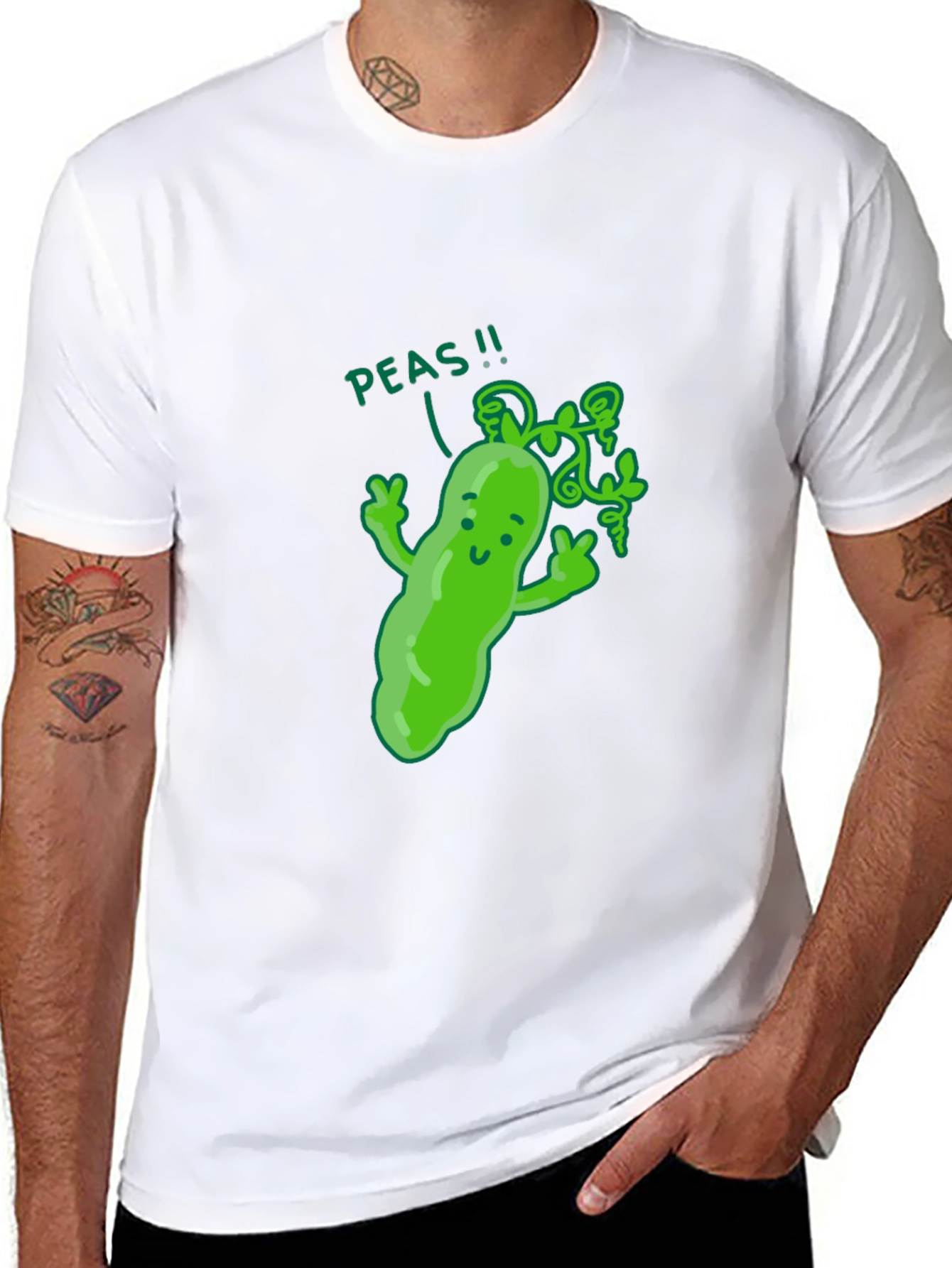 Funny Peas T-Shirt - Black Cotton Graphic Tee