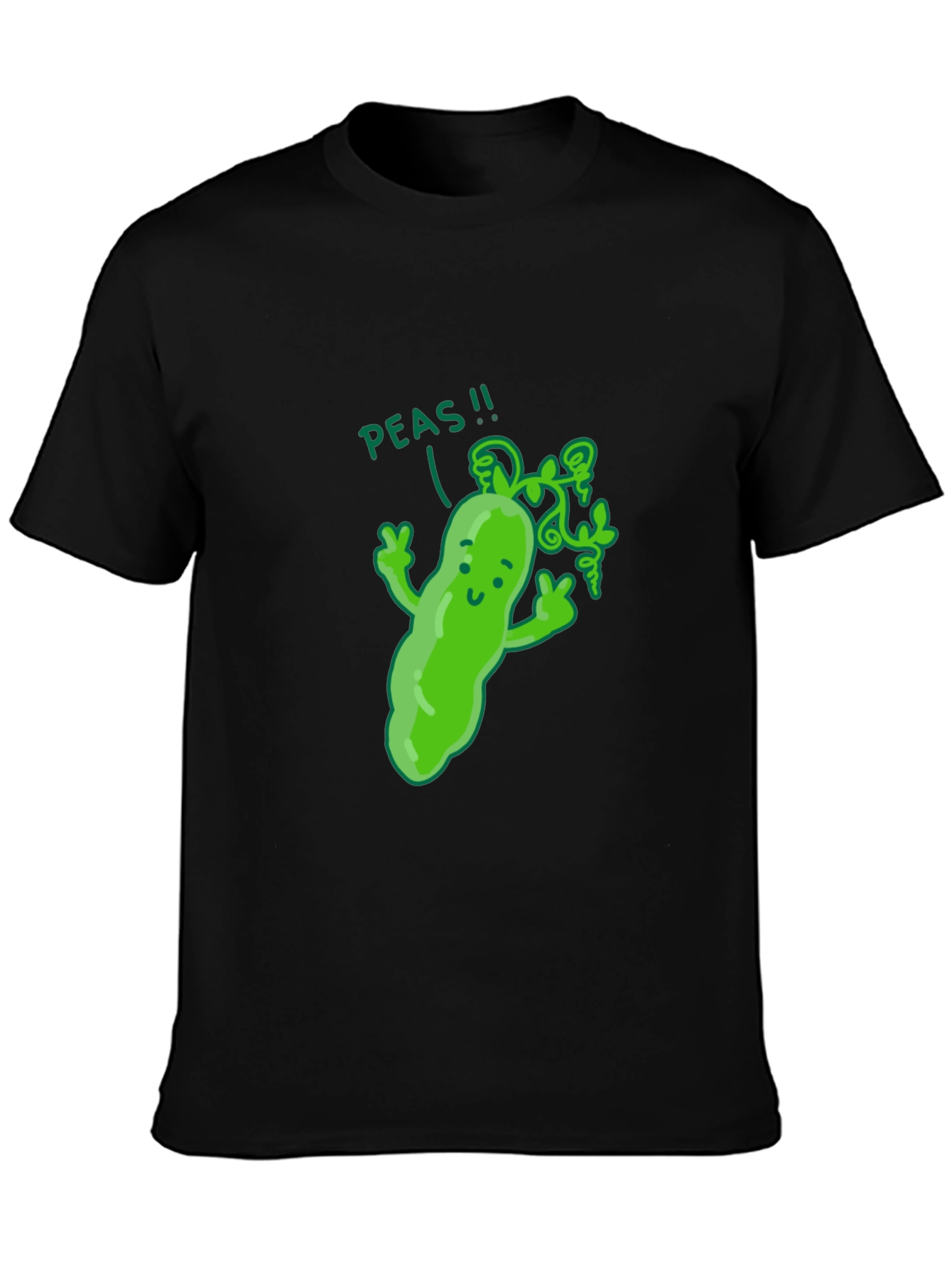 Funny Peas T-Shirt - Black Cotton Graphic Tee