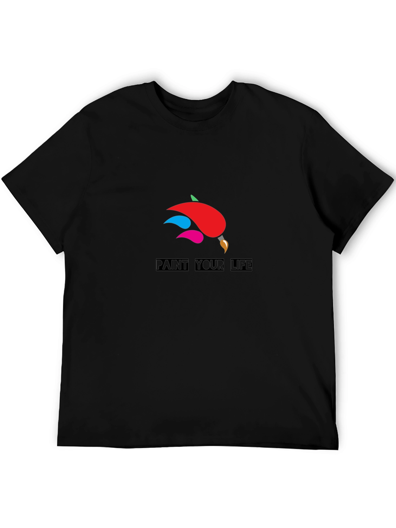 Paint Your Life Graphic Tee - Black Cotton Shirt