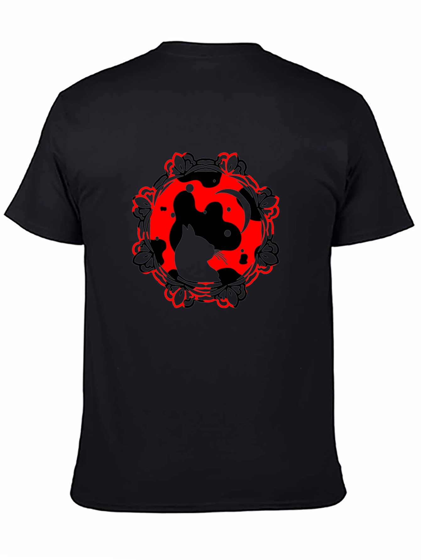 Black Cat Yin Yang Graphic Tee