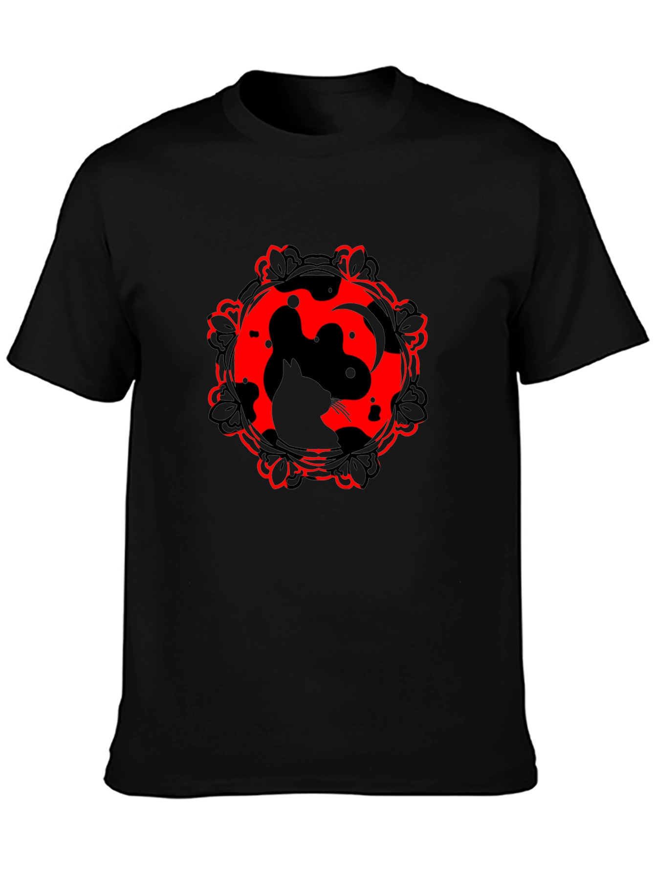 Black Cat Yin Yang Graphic Tee