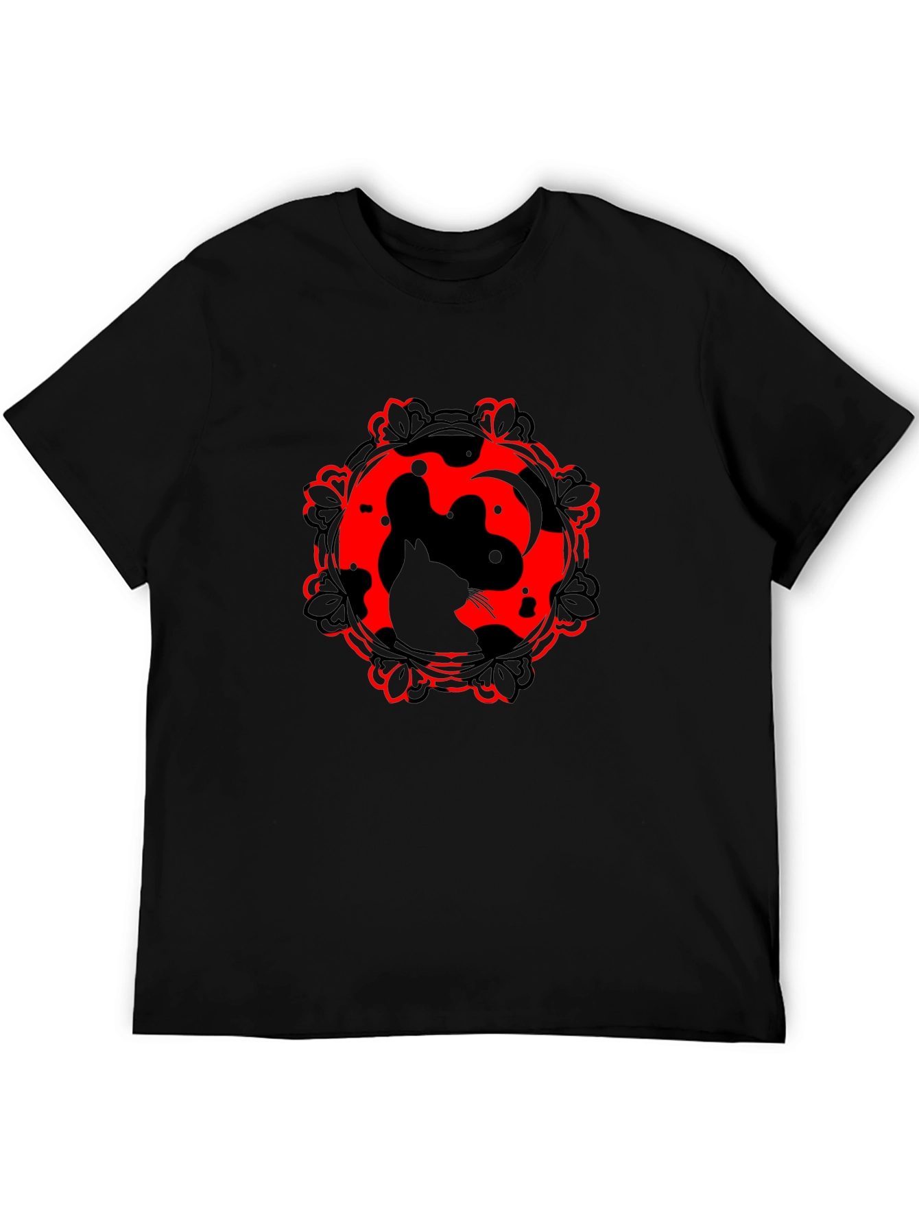 Black Cat Yin Yang Graphic Tee