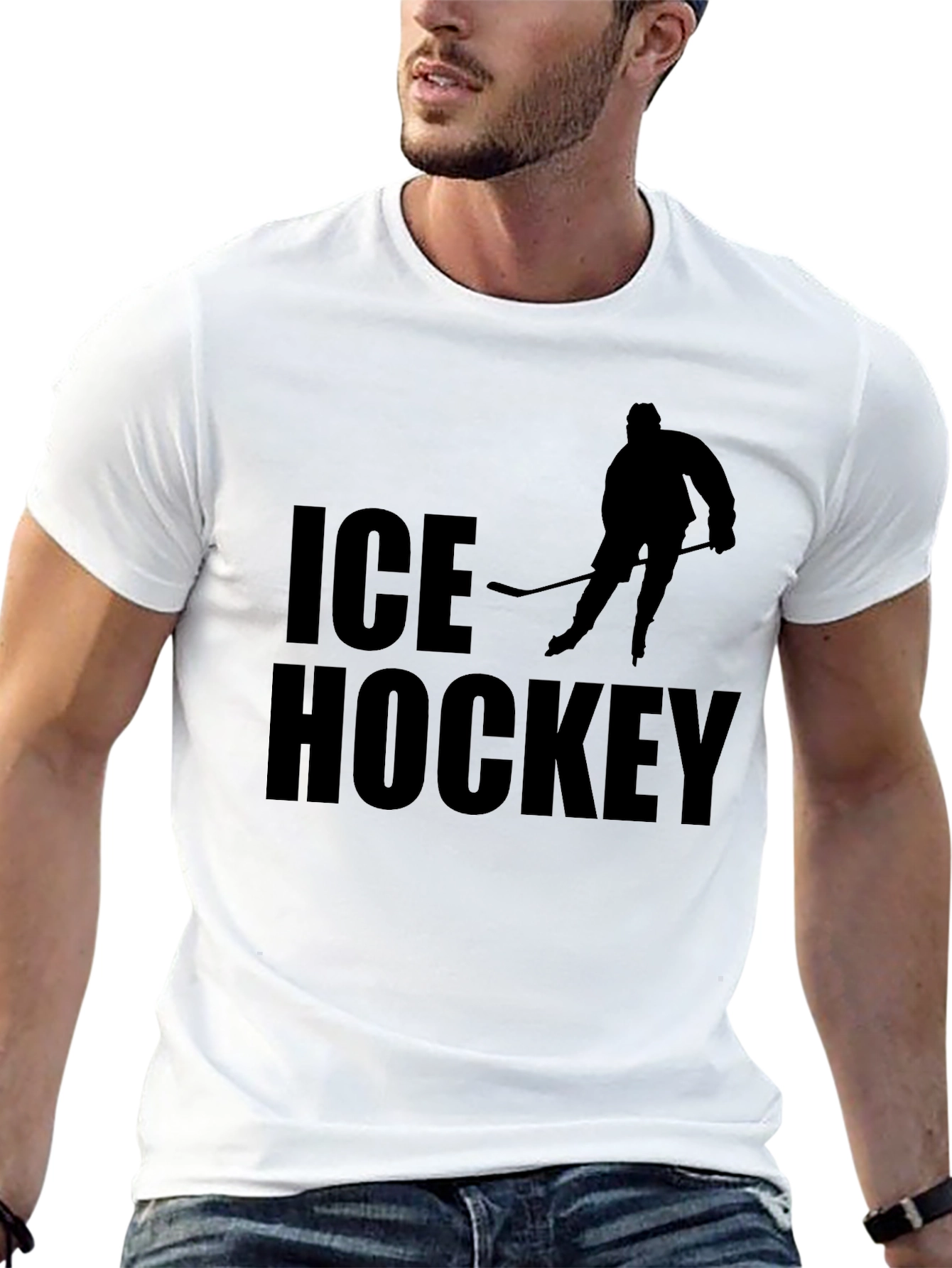Ice Hockey Graphic Tee - Sporty Black T-Shirt
