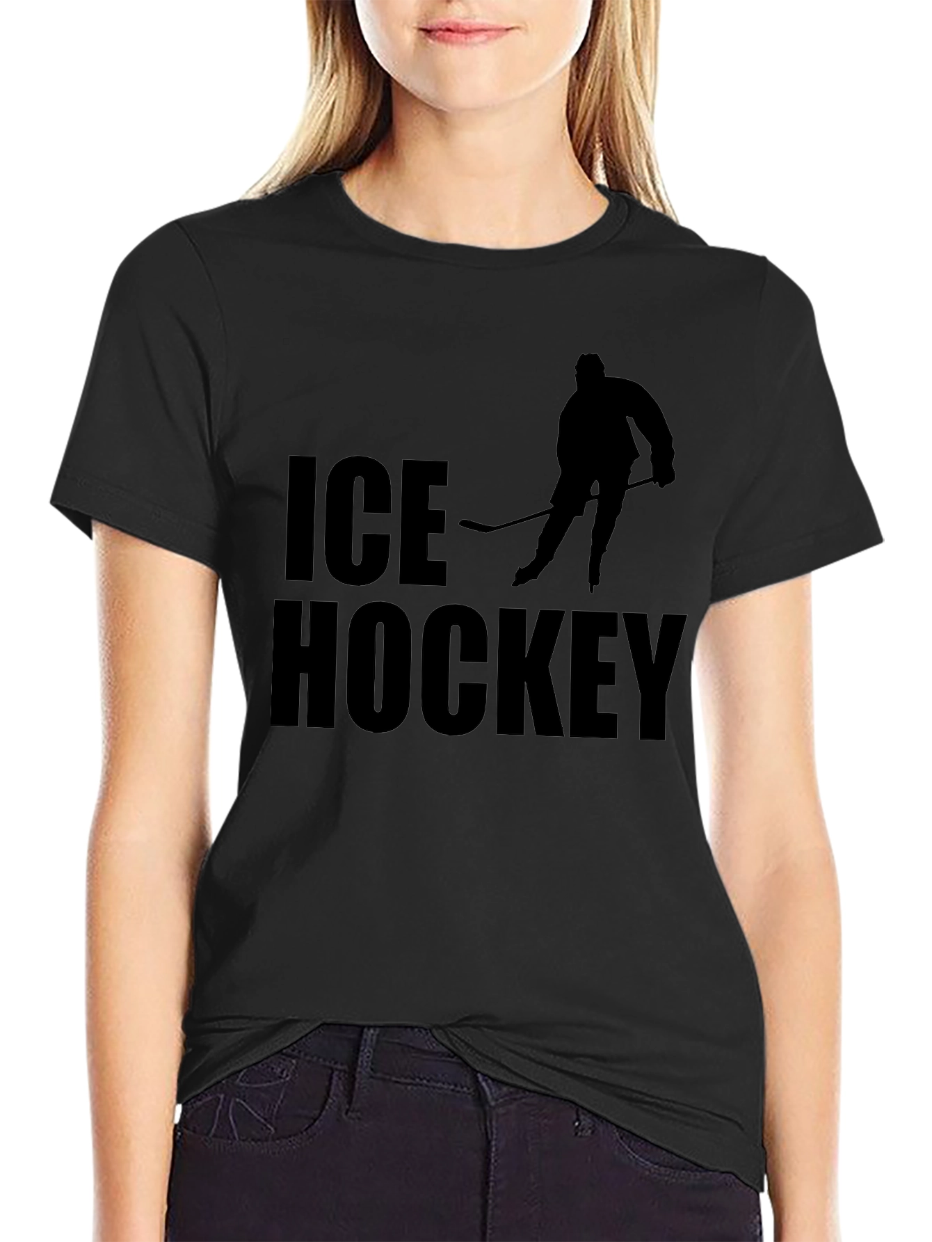 Ice Hockey Graphic Tee - Sporty Black T-Shirt