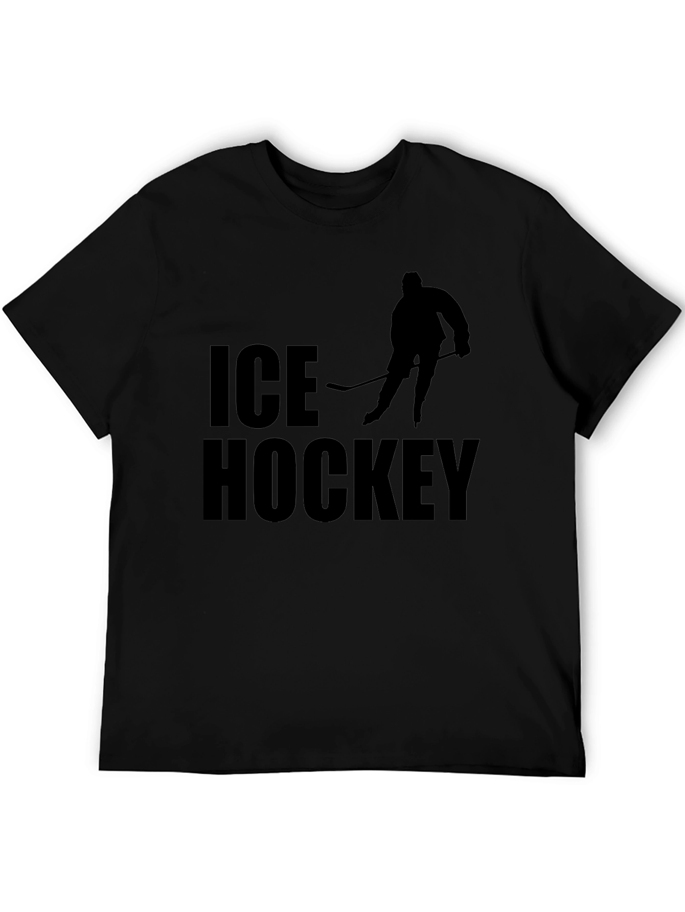 Ice Hockey Graphic Tee - Sporty Black T-Shirt