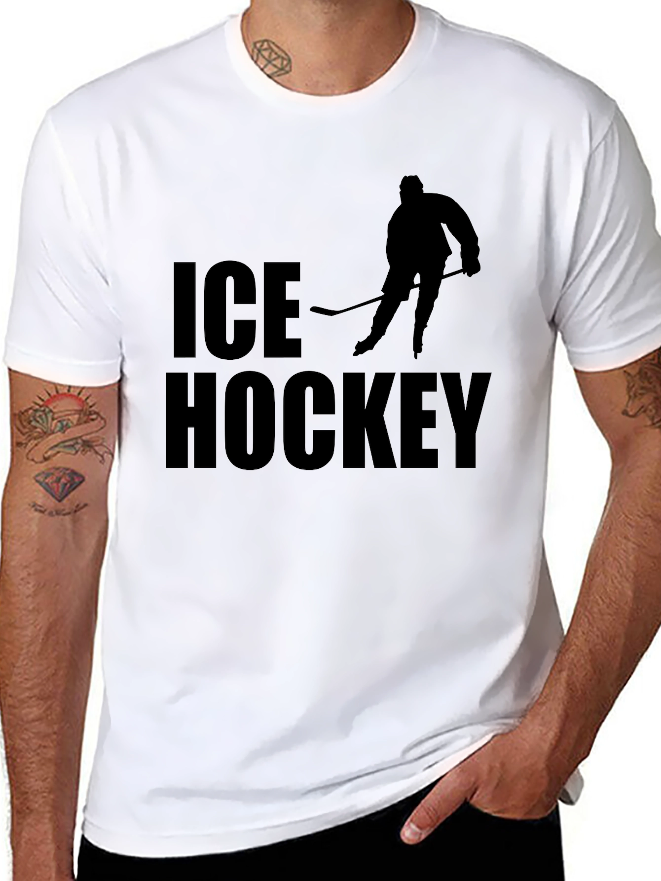 Ice Hockey Graphic Tee - Sporty Black T-Shirt