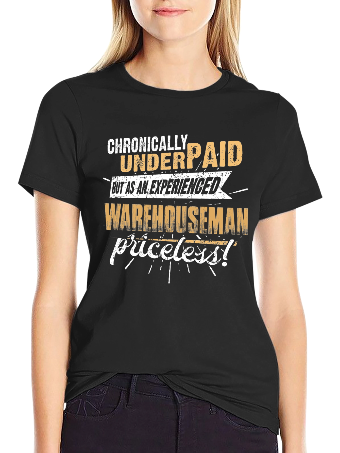 Chronically Underpaid Warehouseman Black T-Shirt
