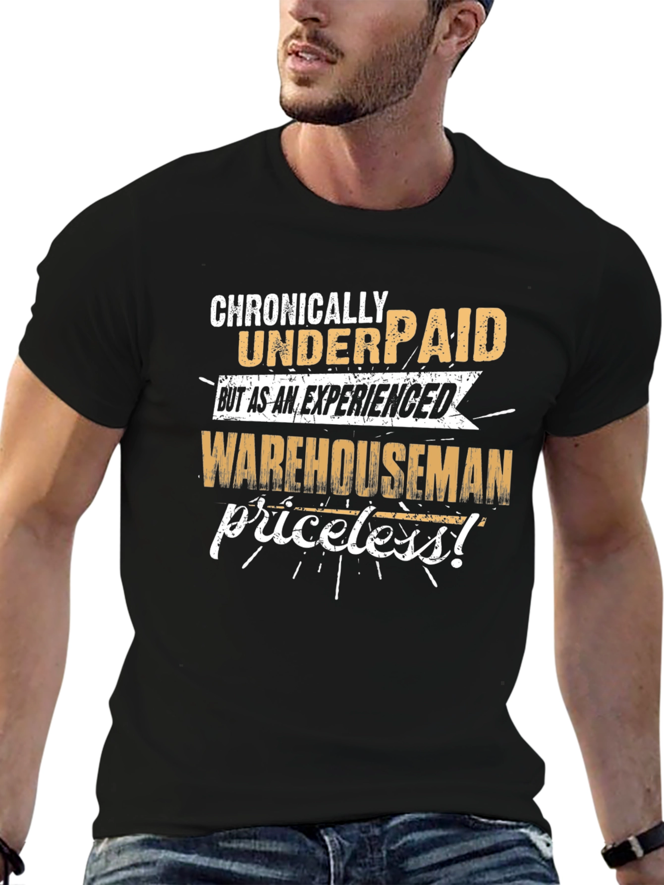 Chronically Underpaid Warehouseman Black T-Shirt