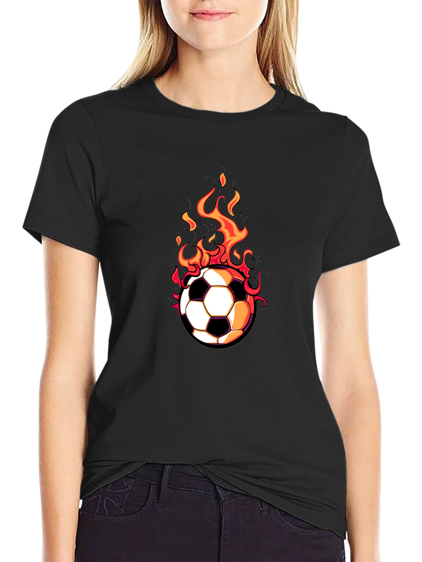Flaming Soccer Ball Graphic Tee