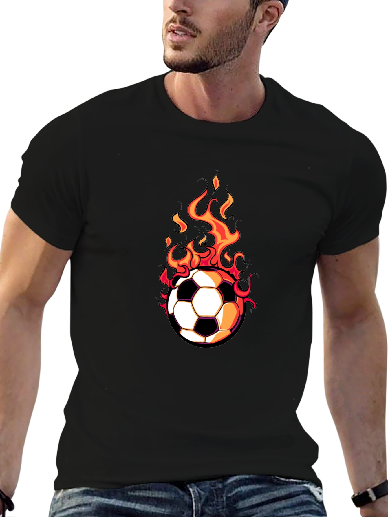 Flaming Soccer Ball Graphic Tee