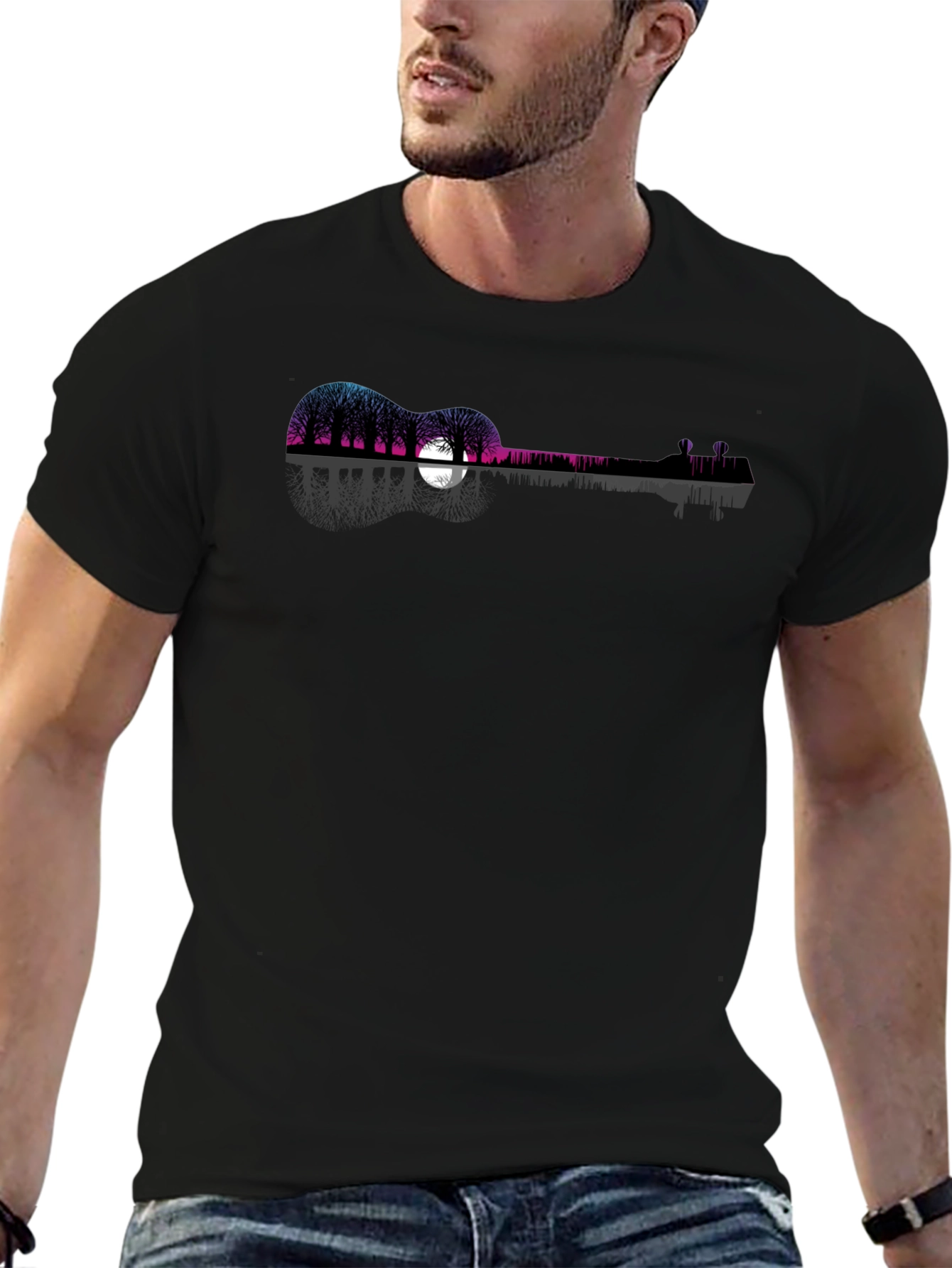 Guitar Trees Graphic Tee - Mens Black T-Shirt