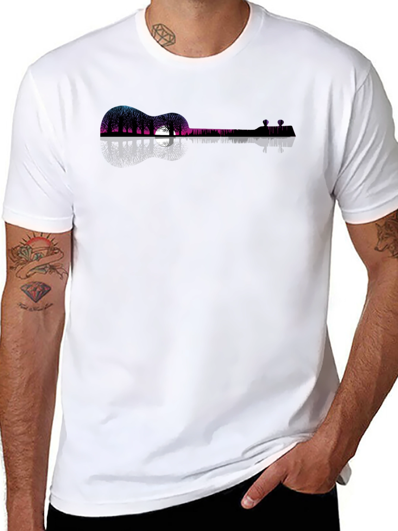 Guitar Trees Graphic Tee - Mens Black T-Shirt