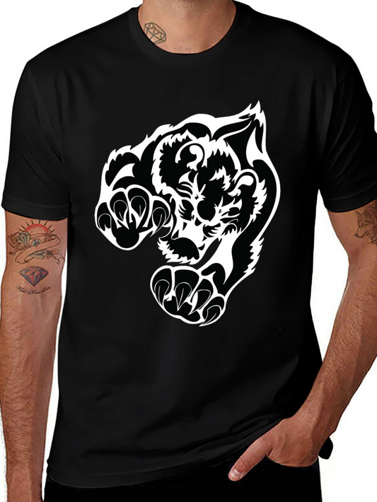 Black Tiger Graphic Tee - Bold Animal Print