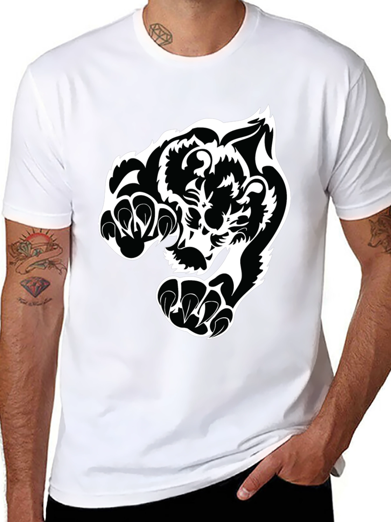 Black Tiger Graphic Tee - Bold Animal Print