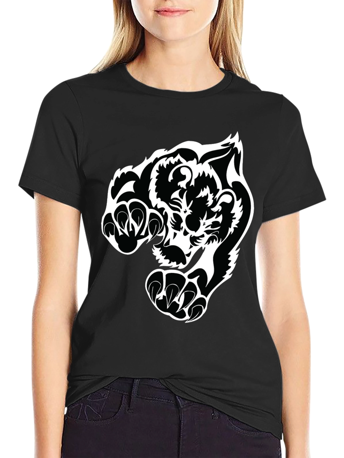 Black Tiger Graphic Tee - Bold Animal Print