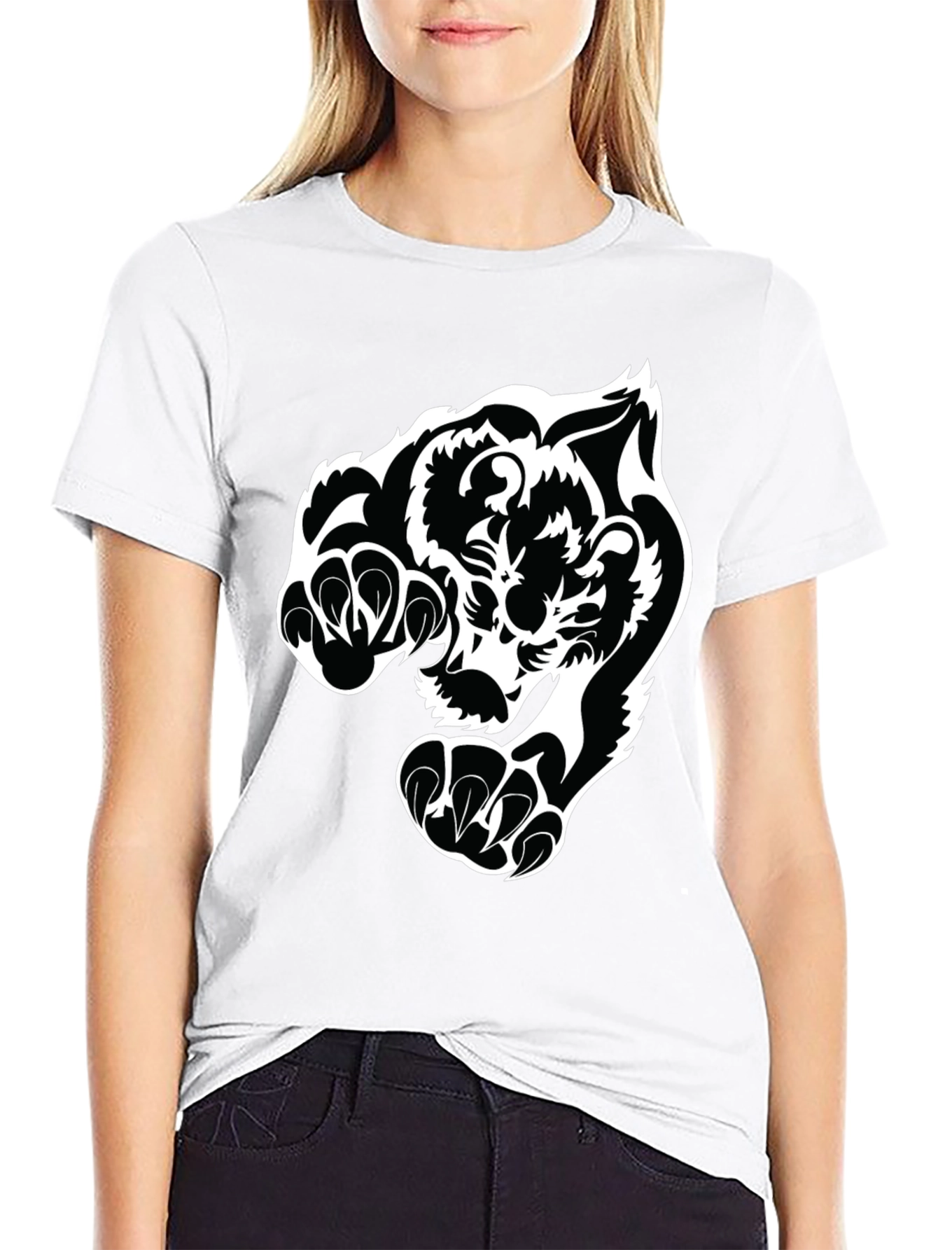 Black Tiger Graphic Tee - Bold Animal Print