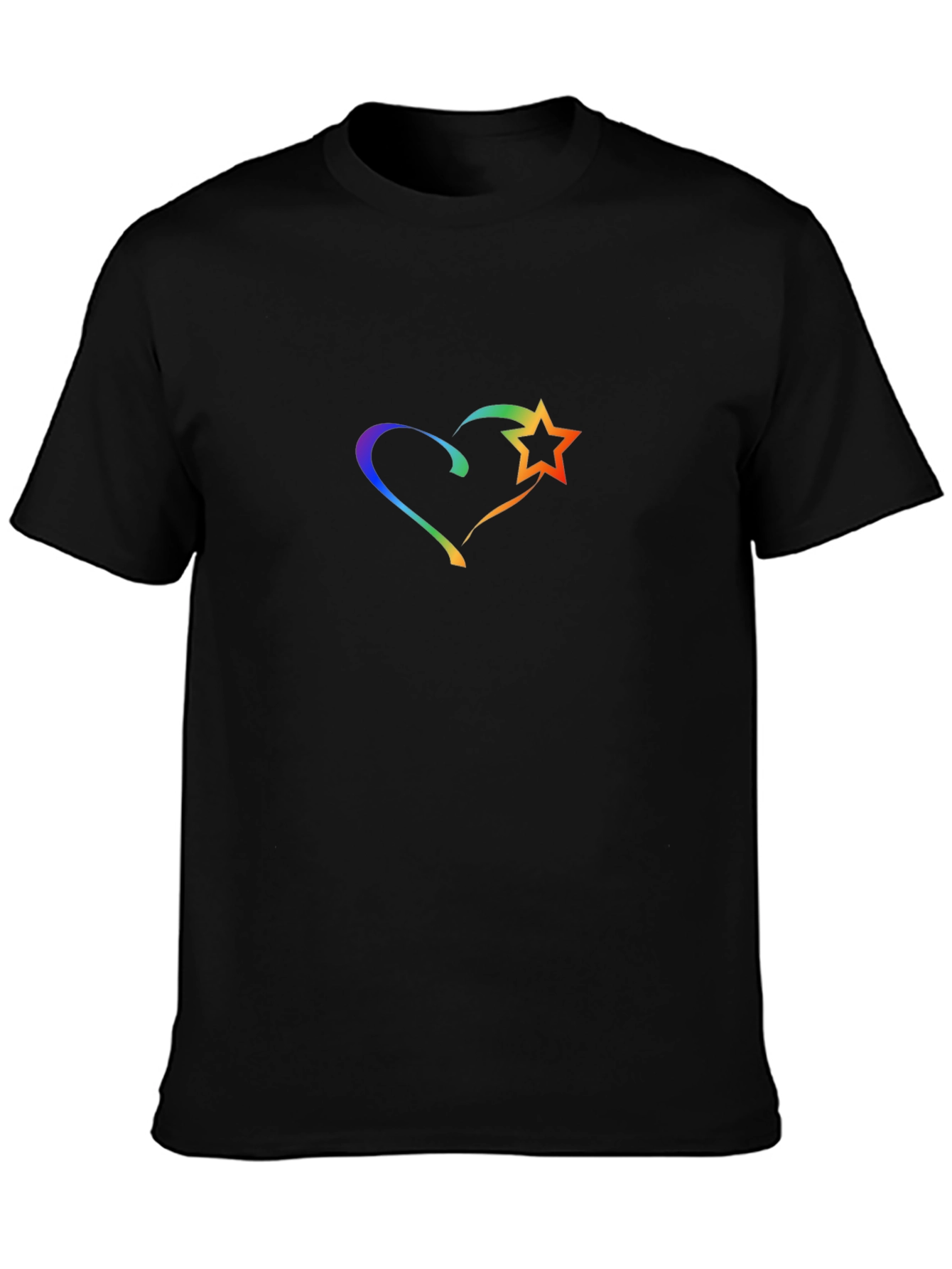 Rainbow Heart & Star Graphic Black Tee
