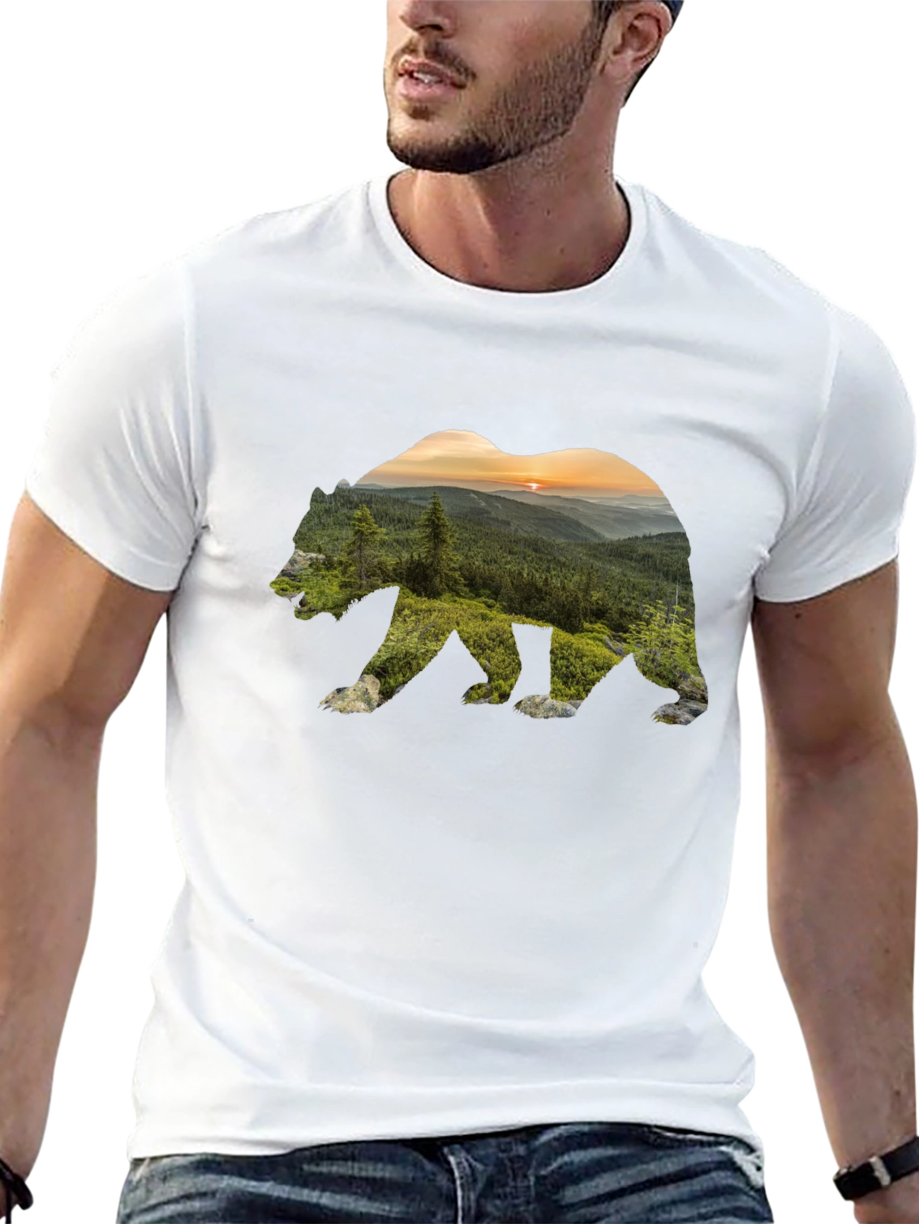 Nature Bear Graphic Black T-Shirt