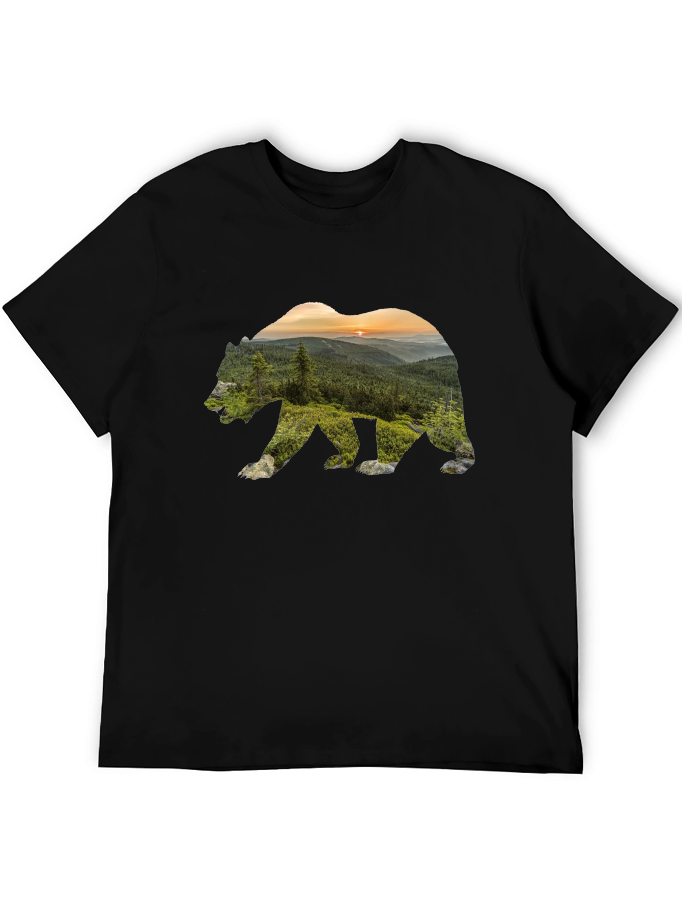 Nature Bear Graphic Black T-Shirt