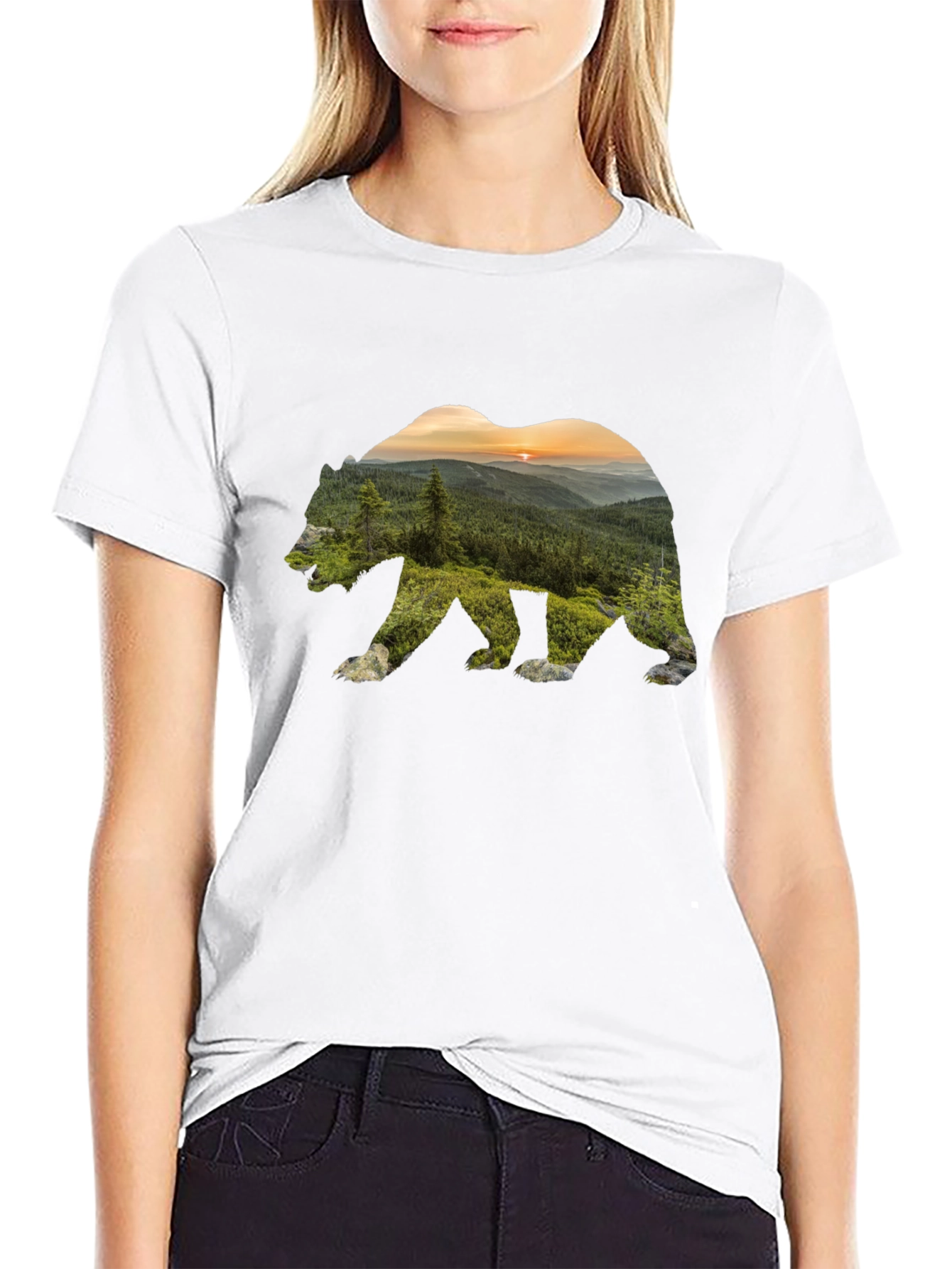 Nature Bear Graphic Black T-Shirt