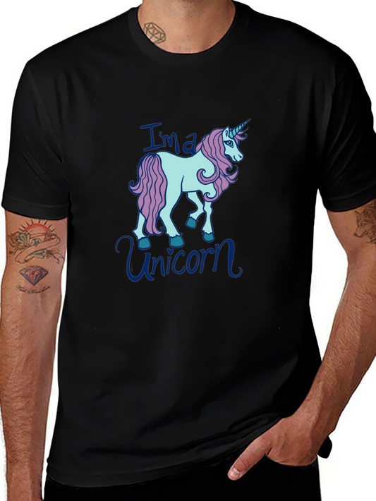 Unicorn Graphic T-Shirt - Mens Black Crew Neck Tee