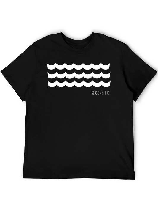 Mens Black Seasons Etc. Wave Graphic Tee