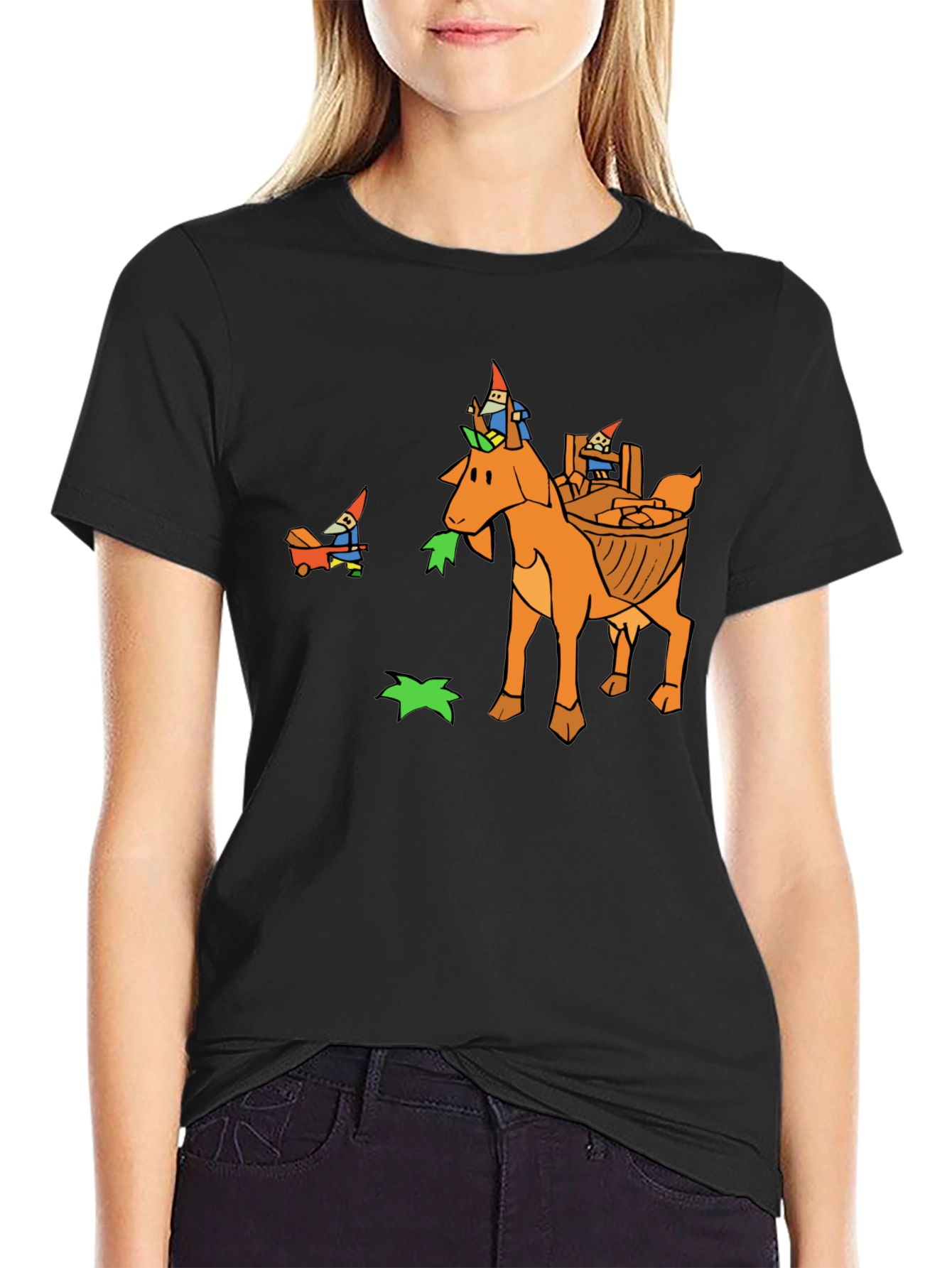 Whimsical Gnome Goat T-Shirt - Unique Graphic Tee