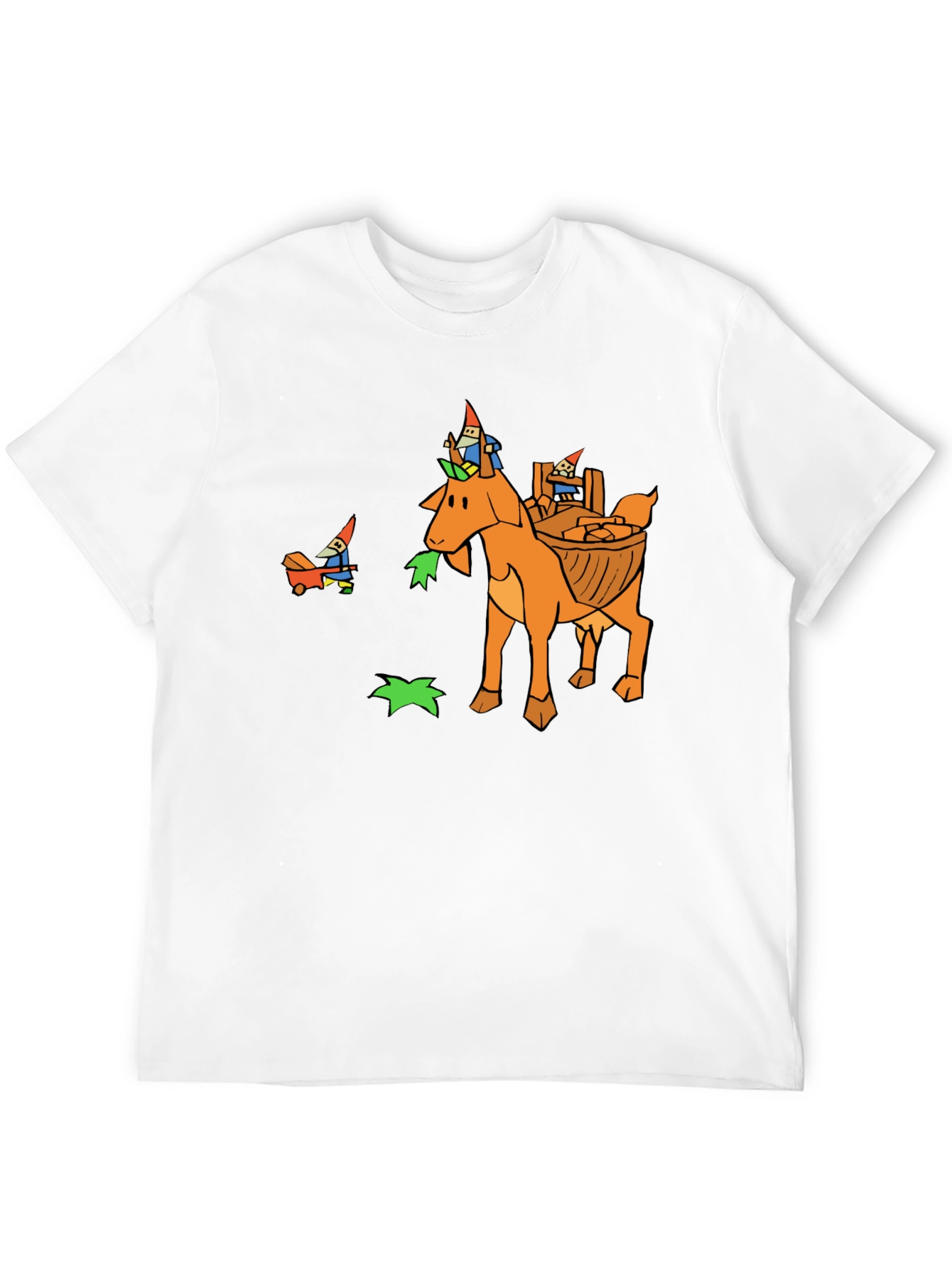 Whimsical Gnome Goat T-Shirt - Unique Graphic Tee