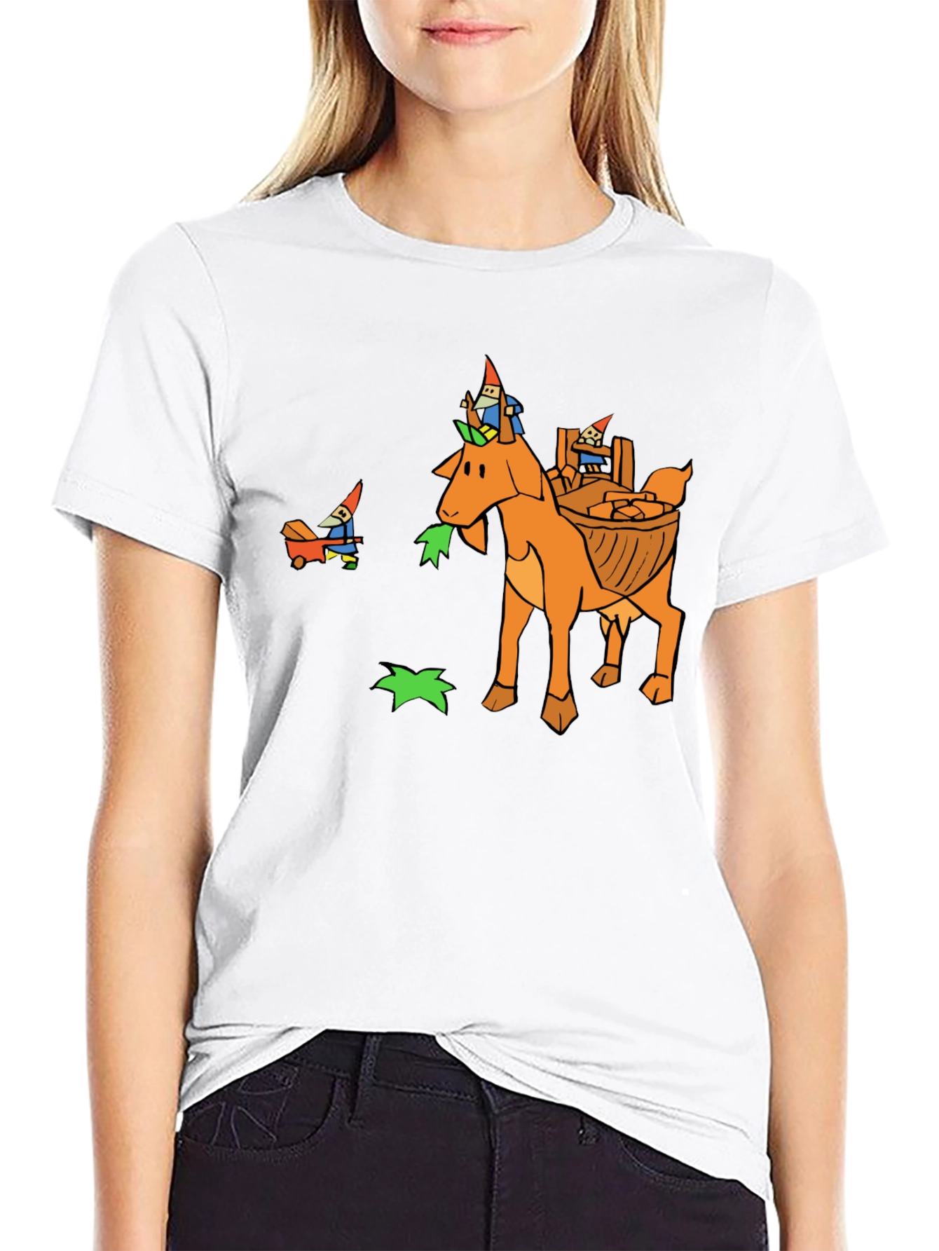 Whimsical Gnome Goat T-Shirt - Unique Graphic Tee