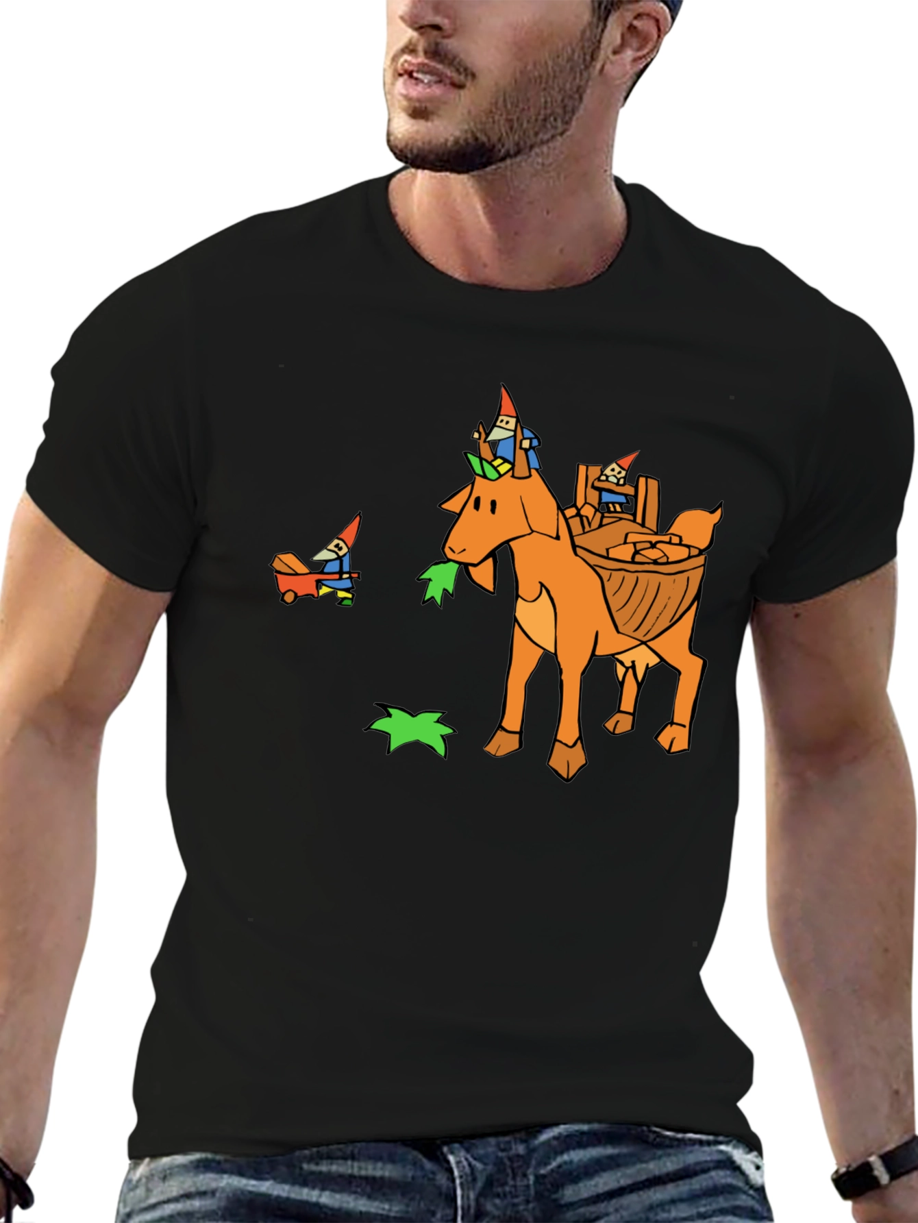 Whimsical Gnome Goat T-Shirt - Unique Graphic Tee