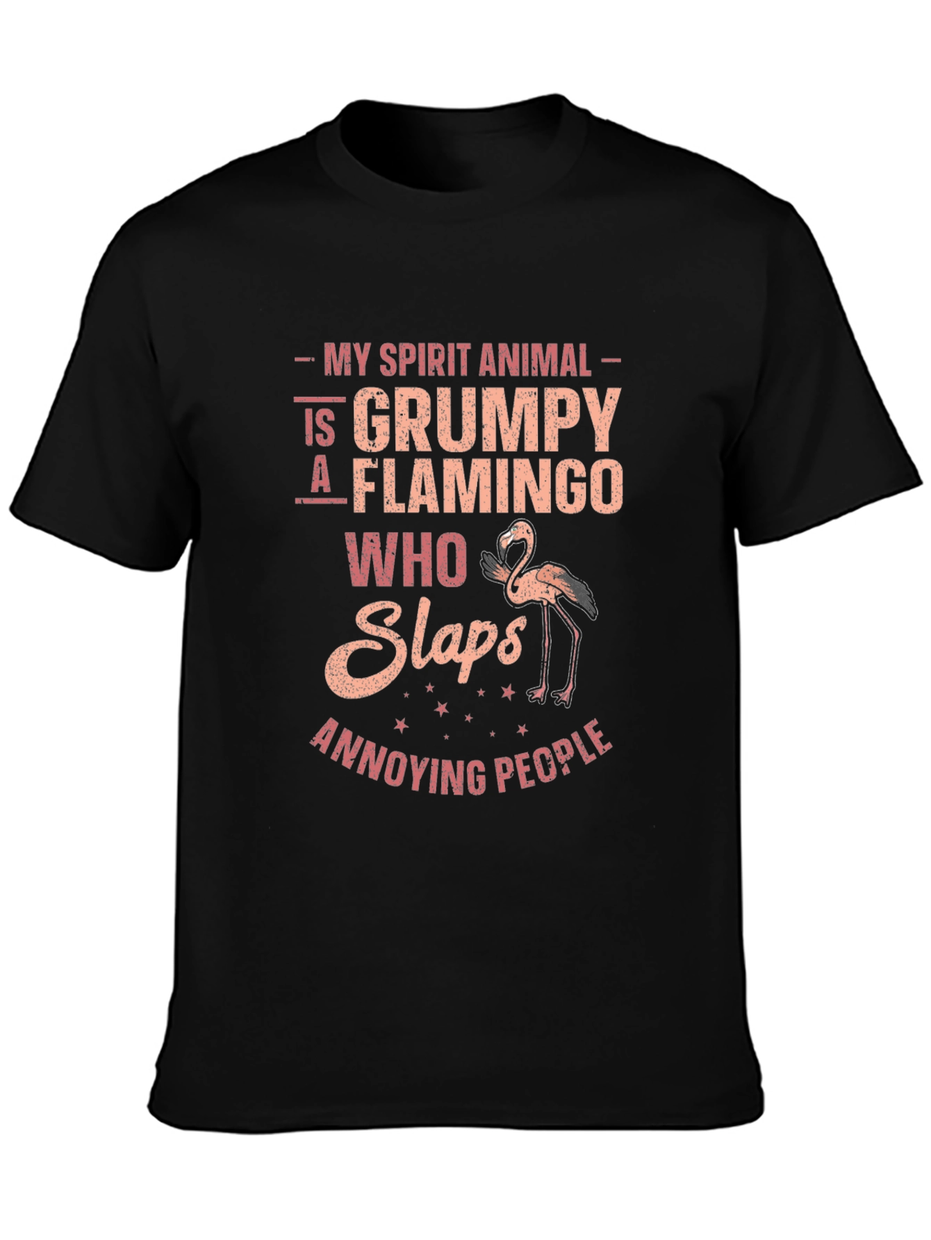 Grumpy Flamingo Slaps Annoying People Funny T-Shirt