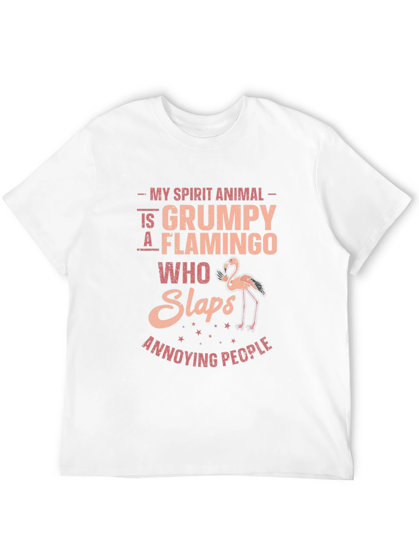 Grumpy Flamingo Slaps Annoying People Funny T-Shirt